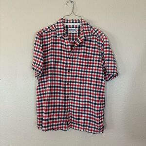 Purcell Men's Red and Blue Checkered Casual Shirt M